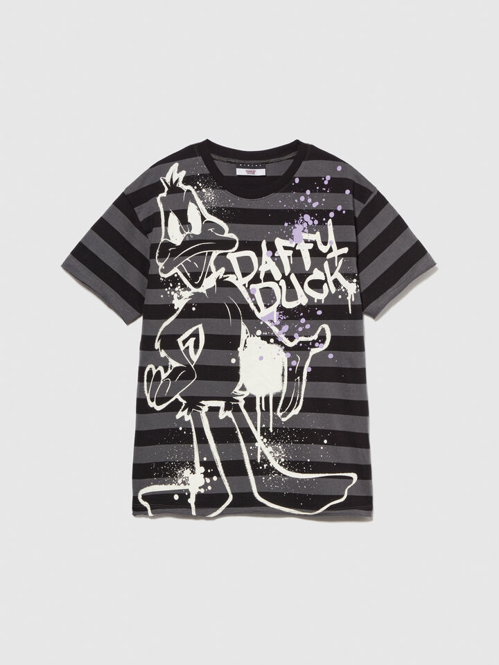 Striped t-shirt with ©Looney Tunes print - boys' short sleeve t-shirts - Black | Sisley Young image number 1